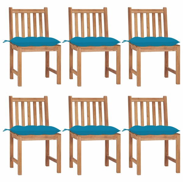 Zahradní židle 6 ks s poduškami masivní teak 3073134