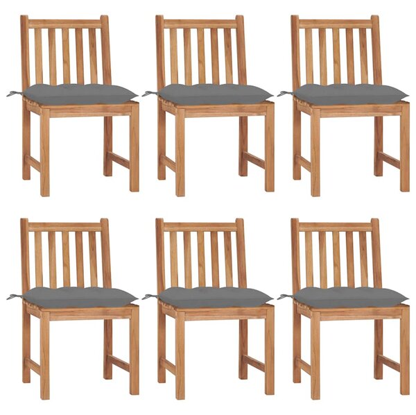 Zahradní židle 6 ks s poduškami masivní teak 3073131