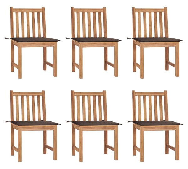 Zahradní židle 6 ks s poduškami masivní teak 3073123