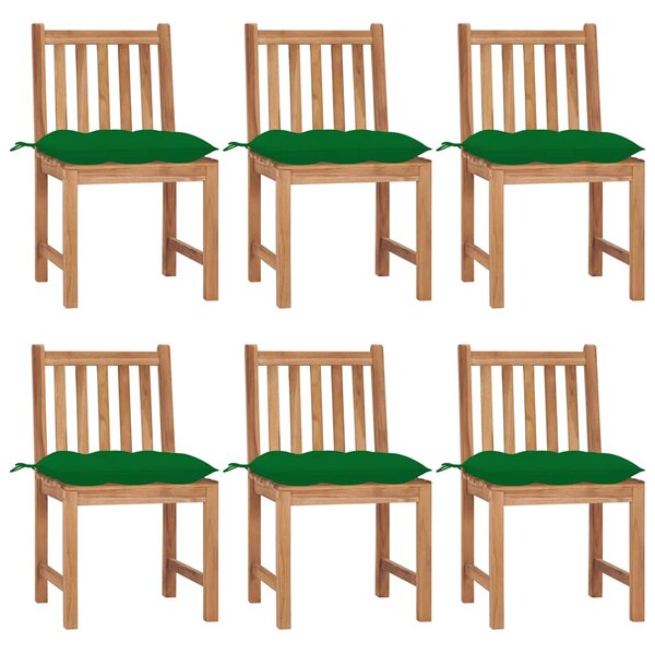Zahradní židle 6 ks s poduškami masivní teak 3073135