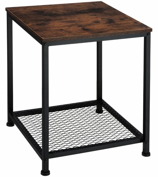 Tectake 404206 odkládací stolek derby 45,5x45,5x55,5cm - industriální dřevo tmavé, rustikální