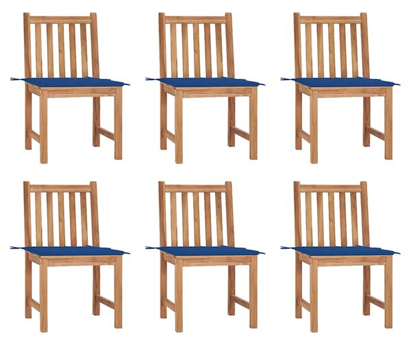 Zahradní židle 6 ks s poduškami masivní teak 3073125