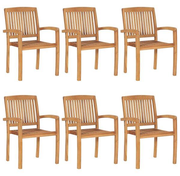 Stohovatelné zahradní židle s poduškami 6 ks masivní teak 3073226