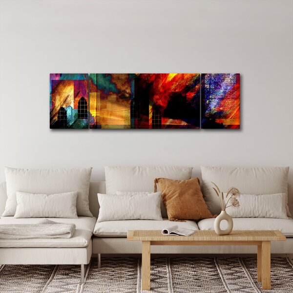 Obraz - Barevná abstrakce města (170x50 cm)