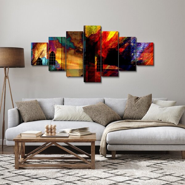 Obraz - Barevná abstrakce města (210x100 cm)