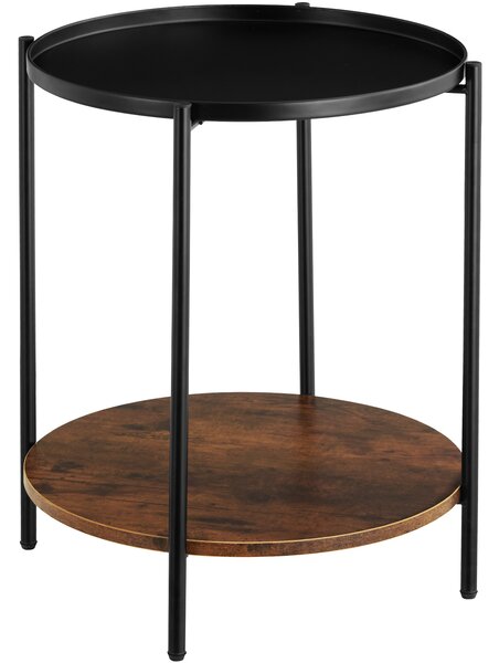 Tectake 404259 odkládací stolek sunderland 45,5x54,5cm - industriální dřevo tmavé, rustikální