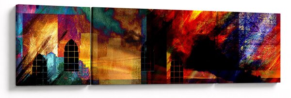 Obraz - Barevná abstrakce města (170x50 cm)