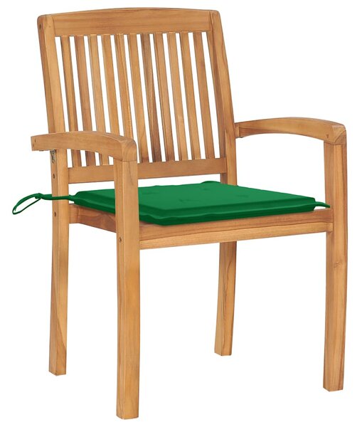 Stohovatelné zahradní židle s poduškami 4 ks masivní teak 3073215