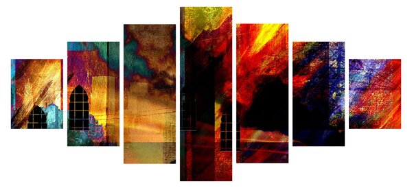 Obraz - Barevná abstrakce města (210x100 cm)
