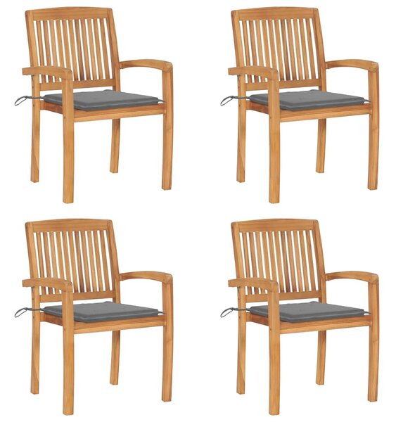 Stohovatelné zahradní židle s poduškami 4 ks masivní teak 3073211