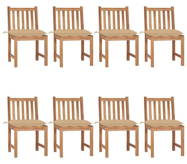 Zahradní židle s poduškami 8 ks masivní teak 3073160
