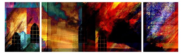 Obraz - Barevná abstrakce města (170x50 cm)