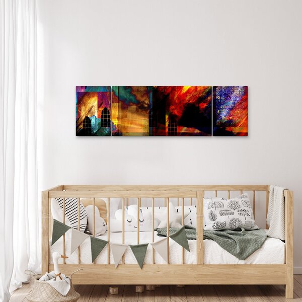 Obraz - Barevná abstrakce města (170x50 cm)