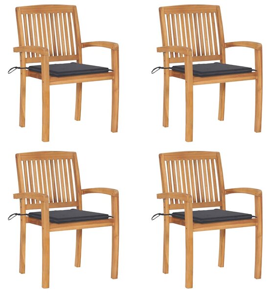 Stohovatelné zahradní židle s poduškami 4 ks masivní teak 3073210