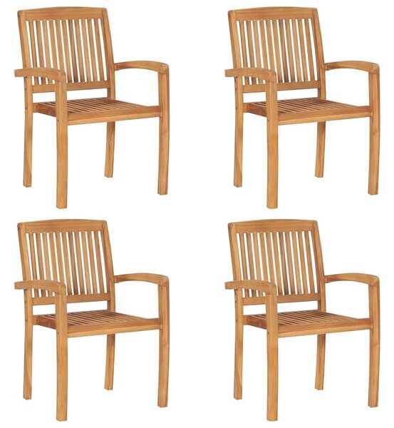 Stohovatelné zahradní židle s poduškami 4 ks masivní teak 3073210
