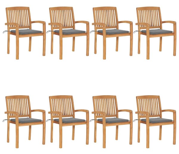 Stohovatelné zahradní židle s poduškami 8 ks masivní teak 3073241