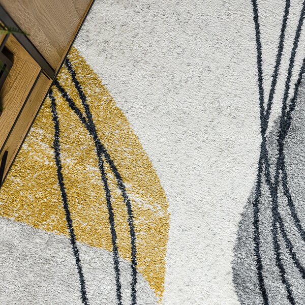 Dywany Łuszczów, Kusový koberec Fusion 5868 white/yellow, 80x150, šedá, kancelář