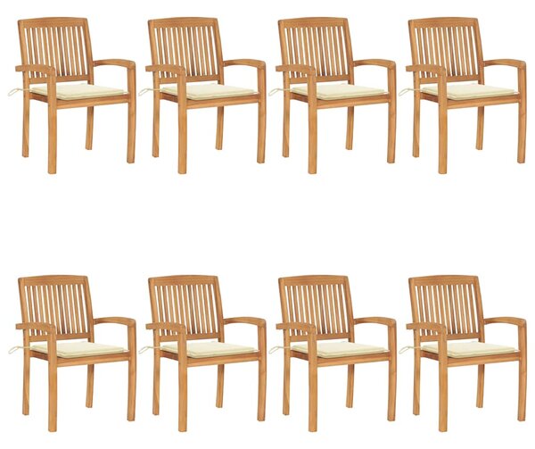 Stohovatelné zahradní židle s poduškami 8 ks masivní teak 3073242