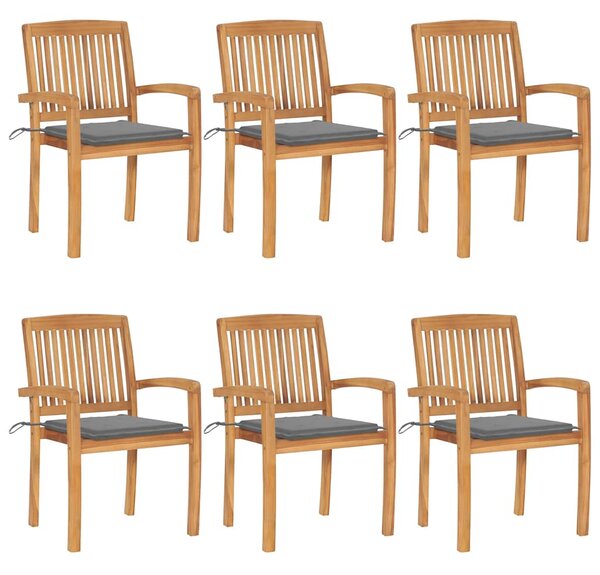 Stohovatelné zahradní židle s poduškami 6 ks masivní teak 3073226