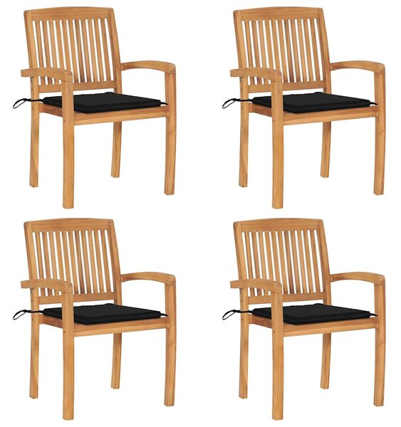Stohovatelné zahradní židle s poduškami 4 ks masivní teak 3073217