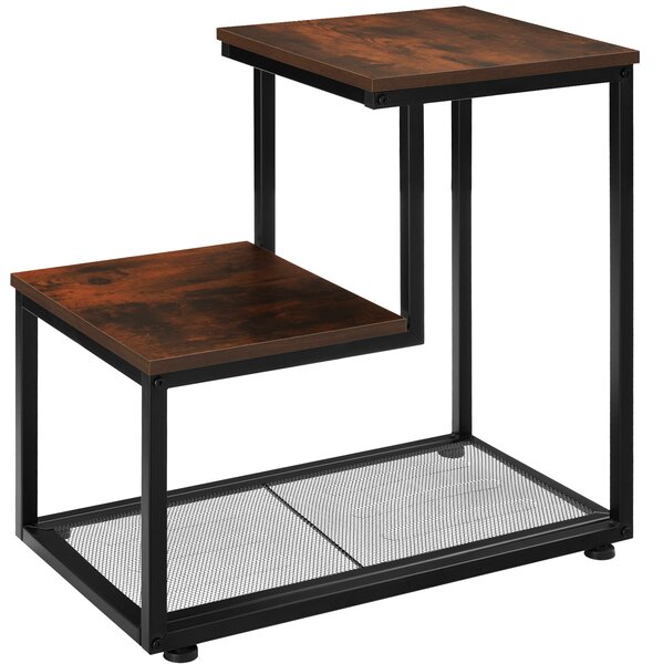 Tectake 404271 odkládací stolek halifax 60,5x35,5x60,5cm - industriální dřevo tmavé, rustikální