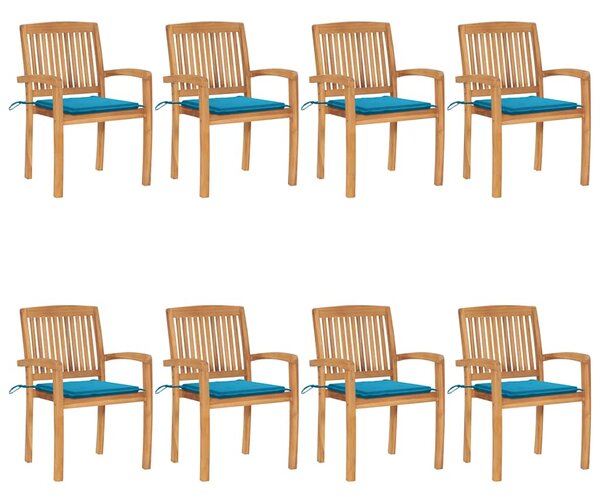 Stohovatelné zahradní židle s poduškami 8 ks masivní teak 3073244