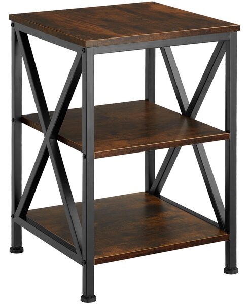 Tectake 404263 odkládací stolek nottingham 40,5x40,5x60,5cm - industriální dřevo tmavé, rustikální