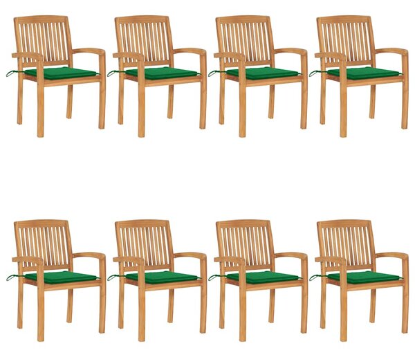 Stohovatelné zahradní židle s poduškami 8 ks masivní teak 3073245
