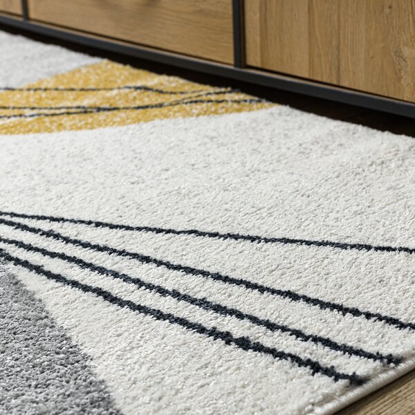 Dywany Łuszczów, Kusový koberec Fusion 5868 white/yellow, 80x150, šedá, kancelář