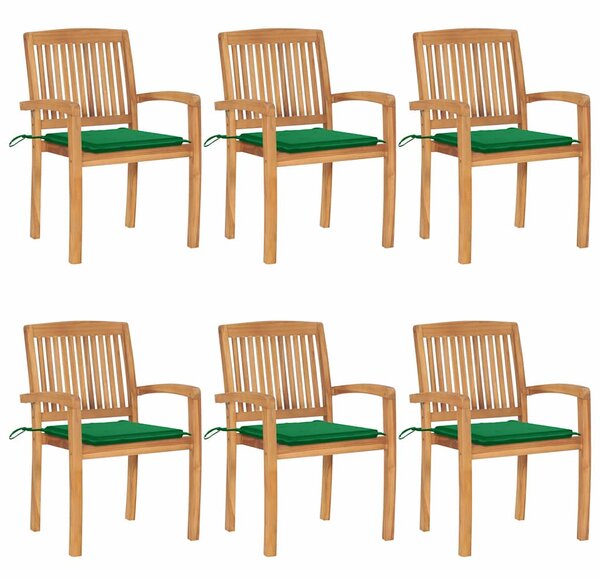 Stohovatelné zahradní židle s poduškami 6 ks masivní teak 3073230