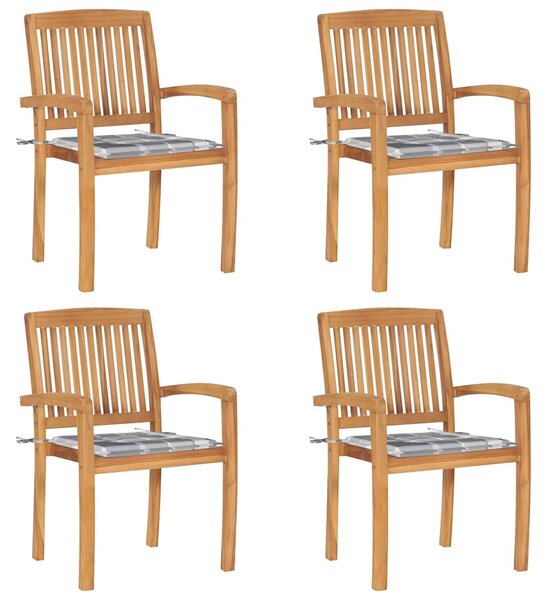 Stohovatelné zahradní židle s poduškami 4 ks masivní teak 3073224
