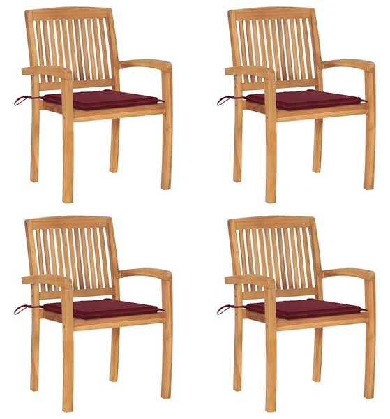 Stohovací zahradní židle s poduškami 4 ks masivní teak 3073219