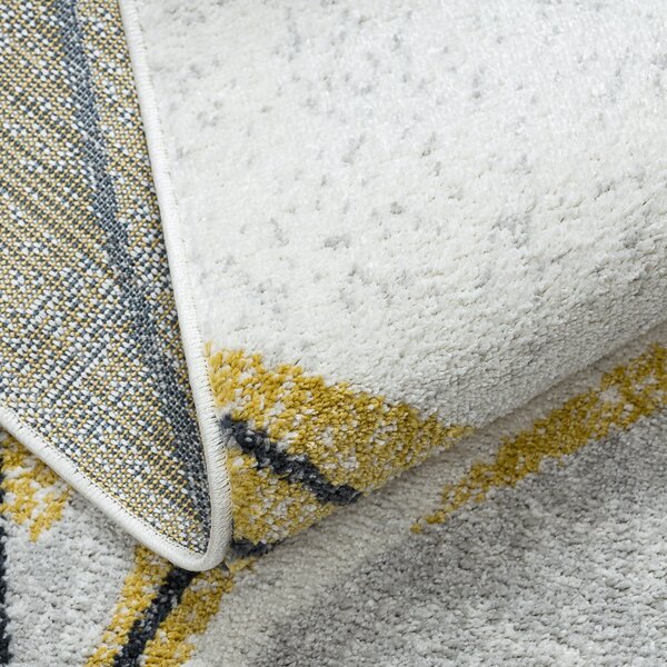 Dywany Łuszczów, Kusový koberec Fusion 5868 white/yellow, 80x150, šedá, kancelář