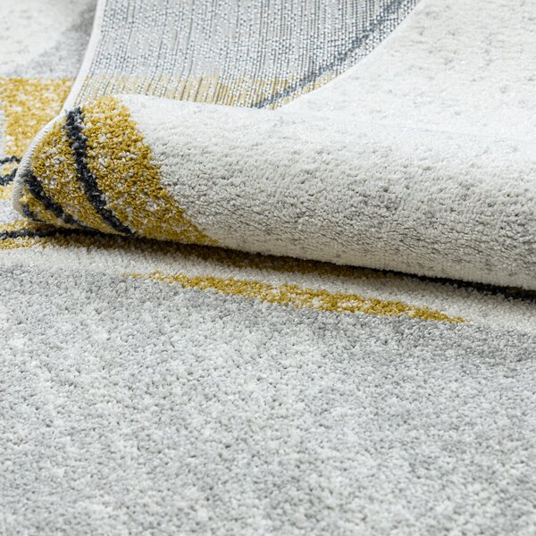 Dywany Łuszczów, Kusový koberec Fusion 5868 white/yellow, 80x150, šedá, kancelář