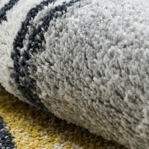 Dywany Łuszczów, Kusový koberec Fusion 5868 white/yellow, 80x150, šedá, kancelář