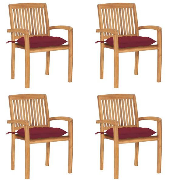 Stohovatelné zahradní židle s poduškami 4 ks masivní teak 3073264