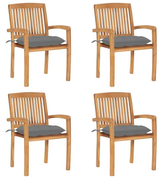 Stohovací zahradní židle s poduškami 4 ks masivní teak 3073256