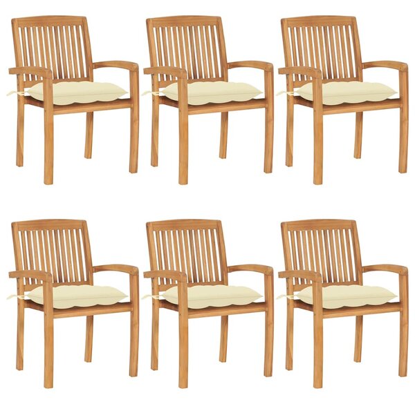 Stohovatelné zahradní židle s poduškami 6 ks masivní teak 3073269