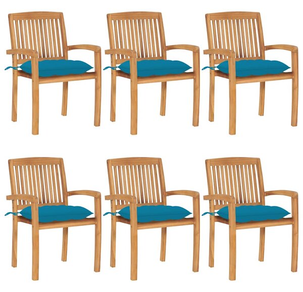 Stohovatelné zahradní židle s poduškami 6 ks masivní teak 3073271