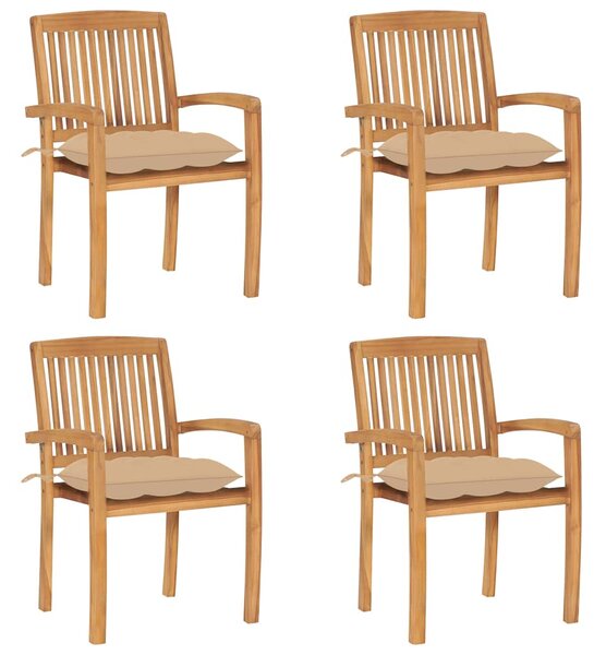 Stohovací zahradní židle s poduškami 4 ks masivní teak 3073258