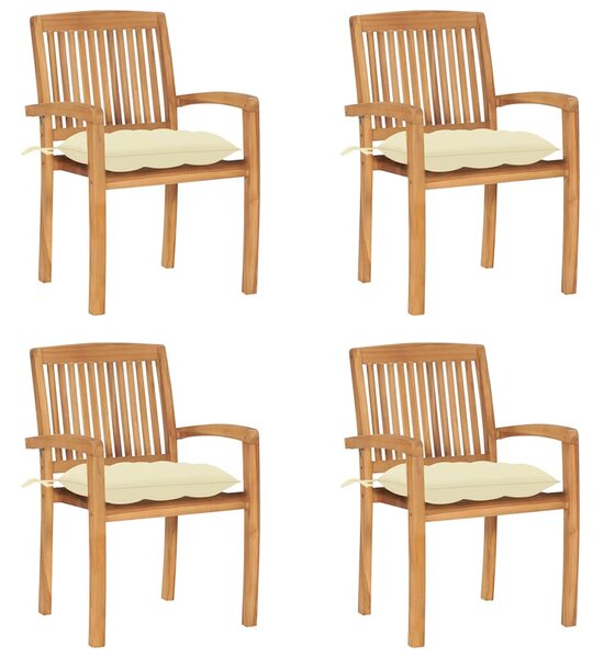 Stohovací zahradní židle s poduškami 4 ks masivní teak 3073257