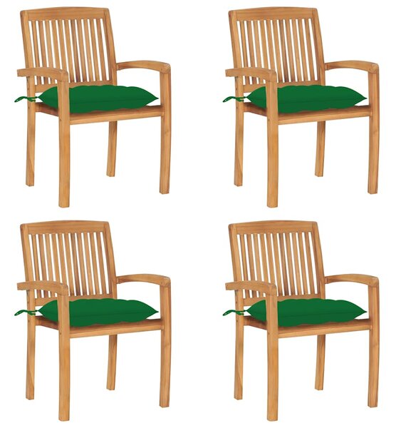 Stohovatelné zahradní židle s poduškami 4 ks masivní teak 3073260