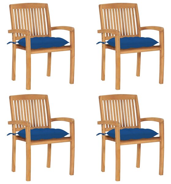 Stohovací zahradní židle s poduškami 4 ks masivní teak 3073265