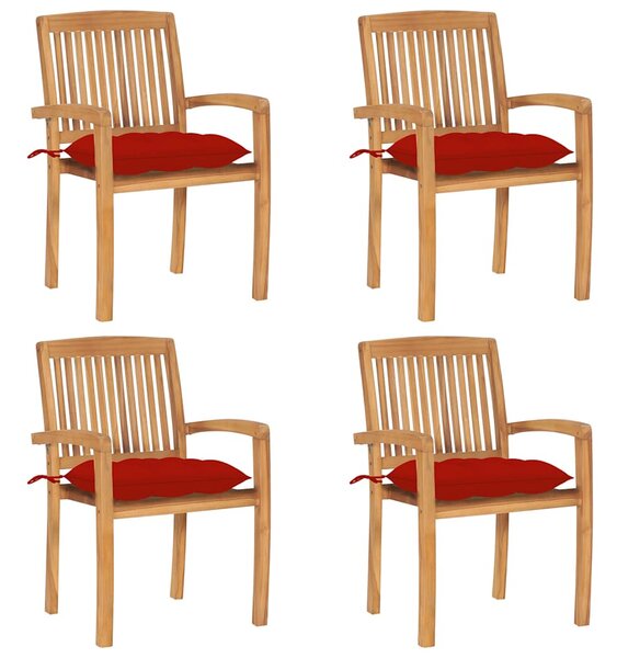 Stohovací zahradní židle s poduškami 4 ks masivní teak 3073261