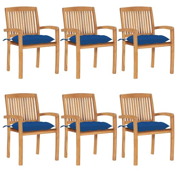 Stohovatelné zahradní židle s poduškami 6 ks masivní teak 3073277