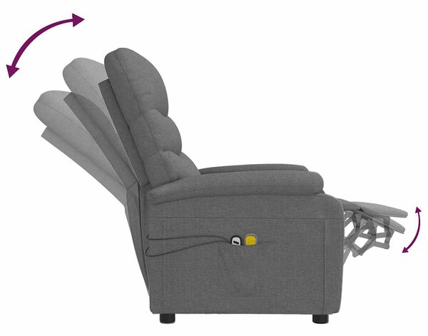 Elektrické masážní křeslo tmavě šedé textil 3073695