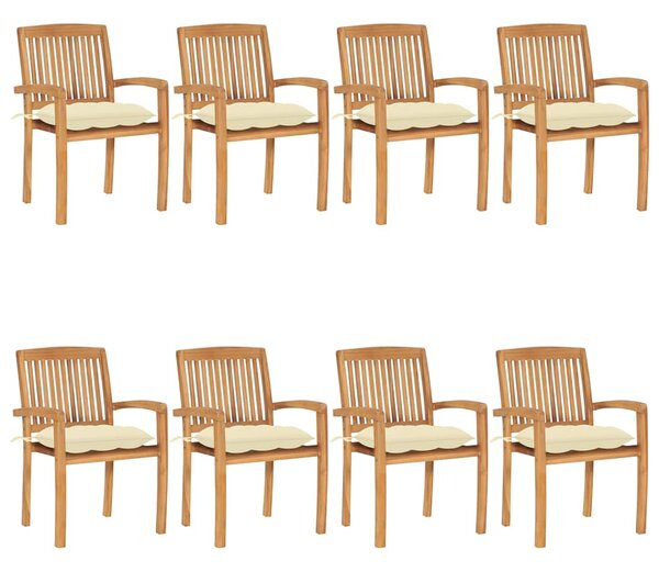 Stohovatelné zahradní židle s poduškami 8 ks masivní teak 3073281