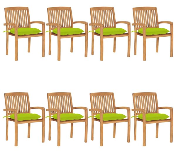 Stohovatelné zahradní židle s poduškami 8 ks masivní teak 3073290