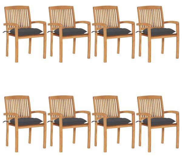 Stohovatelné zahradní židle s poduškami 8 ks masivní teak 3073279