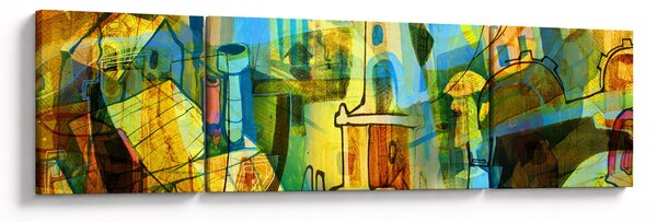 Obraz - Architektura, kubistická abstrakce (170x50 cm)